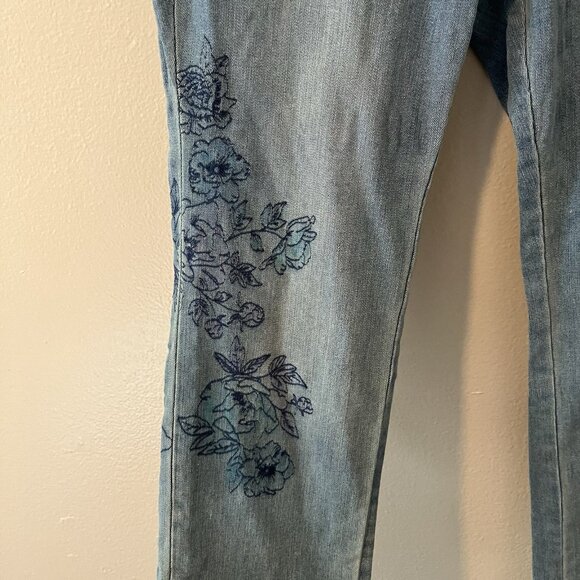 Sundance Magnolia Jeans 28 Light Wash Floral L Embroidered Boho Stretchy Indie - Picture 4 of 12